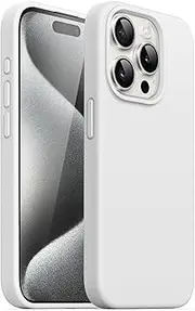 JETech Silicone Case for iPhone 15 Pro 6.1-Inch, Silky-Soft Touch Full-Body Protective Phone Case, Shockproof Cover (White)