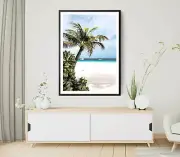 Palm Trees at Beach Print, Sea & Trees Wall Art, Palms Framed Sea Wall Art, Sea