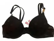Victoria's Secret PINK Black Polka Dot Bra - Size 34A - NWT