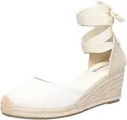 [TONIVIS] Women’s Platform Wedges Espadrilles, 3" Wedge, Soft Ankle-Tie Strap, Closed Toe, Classic Summer Sandals