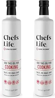 Chefs Life Cooking Oil - Gourmet Oil for Cooking, Blend of Olive Oil, Avocado Oil, Sunflower Oil & Grapeseed Oil, High Heat for Baking, Frying, Non GMO - 16.9 Fl Oz (2 Bottles)