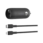 Belkin Boostup 30W USB-C Car Charger+USB-C To Lightning Cable - Black