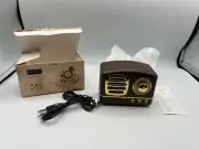 HM11 DOSMIX WIRELESS RETRO SPEAKER PORTABLE 3.5mm BROWN W/ GOLD ACCENT
