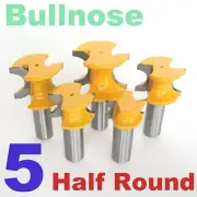 5pc 1/2" Shank Half Round Bullnose 3/8,5/16,1/4,3/16.1/8 Router Bit Set S