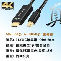 在飛比找蝦皮購物優惠-超清影像 螢幕線 1.2版 mini DP to HDMI 