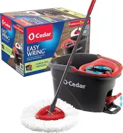 O-Cedar EasyWring Microfiber Spin Mop Bucket Floor Cleaning System Red Gray S...