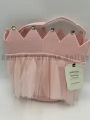 Pottery Barn Kids Blush Tulle Crown Trick or Treat Bag Pink 13" diam #417