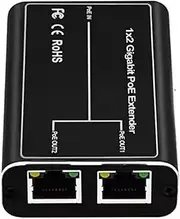 1 in 2 Out Gigabit PoE Extender, 2 Port PoE Repeater 100/1000mbps, IEEE 802.3af/at Power Over Ethernet PoE Splitter