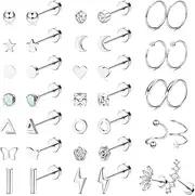 [Sanfenly] Cartilage Earring 18G Flat Back Stud Earrings Surgical Steel Helix Tragus Piercing Jewelry