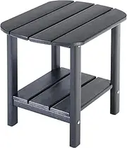 [LZRS] Double Adirondack Side Table, Outdoor Side Tables, End Tables for Patio, Backyard,Pool, Indoor Companion, Easy Maintenance & Weather Resistant(Grey), ADT-R-2 Layer-GR
