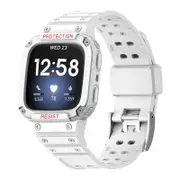 Watch Band with Protective Frame Uni-body Shockproof TPU Strap For Fitbit Versa 2/3 Versa Lite/Sense-White