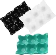 MOLUCKFU 3pcs Ceramic Egg Holders Egg Storage Container for Refrigerator Compact Multi Slots Design Kitchen Organizer