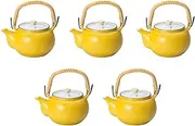 Set of 5, Yellow Glazed Plant Flower M4 Earthen Bottle [5.9 x 3.7 inches (12.5 x 9.5 cm) (500cc)] | Arita Yaki Pot, Setomonohonpo