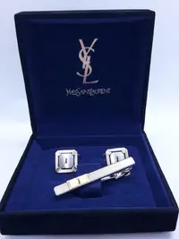 在飛比找Yahoo!奇摩拍賣優惠-YVES SAINT LAURENT聖羅蘭ysl金色領帶夾及