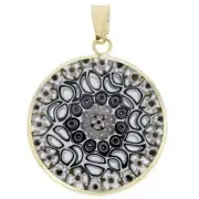 GlassOfVenice Murano Glass Millefiori Pendant in Gold-Plated Frame 7/8"