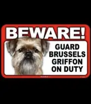 Beware Guard Dog On Duty Sign - Griffon (8” X 5”)