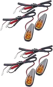TDR 4pcs Flush Mount Motorcycle LED Turn Signal Amber Light Carbon Indicator Lamp, Universal Fit