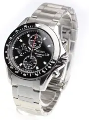 SEIKO Chronograph SNA487PC Black Dial Men's Watch New in Box F/S