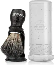 3IN1 Shaving Brush Set with Black Holder Stand Travel Case, Synthetic Badger Ha