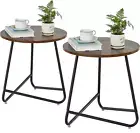 Small round Side End Table Set of 2,Modern Coffee Table,Metal Nightstand for Liv