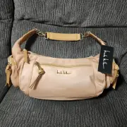 NWT Nicole Miller Womens Shoulder Bag Purse Sac Baguette Handbag Beige