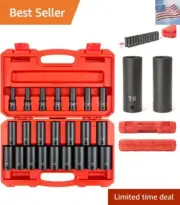 1/2 Inch Drive Deep 6-Point Impact Socket Set, 23-Piece 10-32 mm |