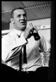 Green Bay Packers Fullback Jim Taylor in the locker room drinking - Old Photo