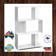 Bookshelf 3 Tiers Display Book Cube Shelves Storage Bookcase Zig Zag Modern Whit