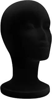 Female Mannequin Head,Female Mannequin Head, Flocked Pe Mannequin Head, Black Mannequin Head Stand With Button Hole, Black 10.63" Foam Head For Hat, Wig, Glasses & More