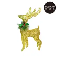在飛比找momo購物網優惠-【摩達客】50CM金色發光小鹿-鐵網麋鹿擺飾