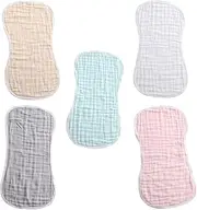 GLSTOY Infant Burp Cloths Set 5pcs Cotton Shoulder Pads Muslin Wraps Newborn Infant Soft Burp Rags Quick Dry