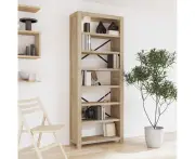 Solid Wood Rustic Bookcase with 7 Shelves for Storage and Display