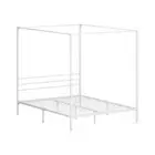 Oikiture Metal Canopy Bed Frame Queen Size White