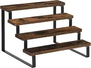 YINMIT 4-Tier Rustic Wooden Display Stand, Matt Painted, 11.4 in Length, Particle Board & Iron Construction