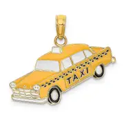 14k Yellow Gold Enamel Taxi Charm