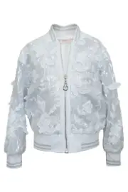 NEW! Girls Baby Sara Sequin and Lace Bomber Jacket Size 5y