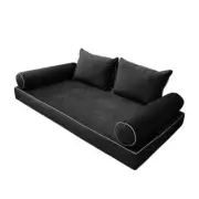 SLIPCOVER ONLY V4 Velvet Daybed Mattress Pillow Contrast Pipe Trim Full AD350