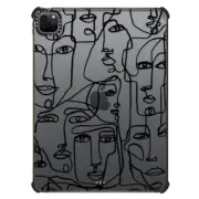 iPad Pro 11-inch (3rd/4th gen) iPad Impact Case FACE MOSAIC SKETCH 1 CLEAR CASE IPAD, ABSTRACT MINIMAL PEOPLE ILLUSTRATION By Ebi Emporium