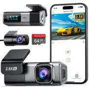 5G WiFi Dash Cam Front and Rear with 64GB Card, Dash Camera for Cars 2.5K/144...