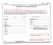 Agreement to Provide Insurance Form - 8.5" × 7", 3-Part Carbonless White Copies