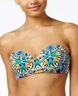 Bar III BLUE Monarchy Printed Underwire Bikini Swim Top US Small