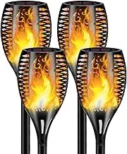 4 Pack Large Solar Torch Lights with 96 LED, IP65 Waterproof Outdoor Flickering Flame- Perfect for Garden,Yard,Patio,Halloween,Camping and Party Decorations