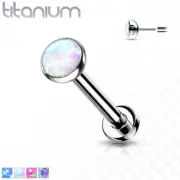 18G 16G TITANIUM THREADLESS OPAL PUSH IN LABRET TRAGUS RING CONCH DAITH STUD