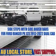 Black Steel Side Steps & Brush Bars to suit Ford Ranger PX PX2 PX3 2012-2022 (for: Ford)