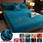 Plush Fitted Sheet Flannel Elastic Band Fitted Sheet Mattress Protector Cover