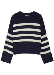 Skall Studio Campa Stripe-intarsia Wool Jumper - Navy - L (UK14 / L) L (UK14 / L)
