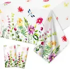 2Pcs Floral Tablecloths, 108X54 Inch Spring Summer Plastic Floral Table Cloth Wa
