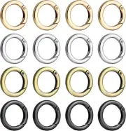 Spring O Rings, 16 Pcs Round Spring Snap Clip Hook 35mm Round Carabiner Clips