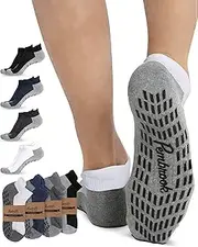 [Pembrook] Yoga Socks with Grips for Men - 4 Pairs Unisex Non Slip Socks Mens | Socks with Grippers for Men | Grippy Socks Men