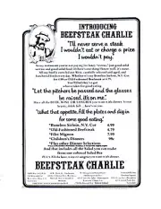 BEEFSTEAK CHARLIE'S MENU 8.5X11 GLOSSY REPRINT VINTAGE
